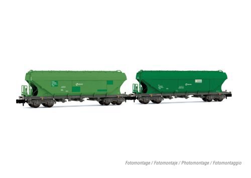 Arnold HN6624 RENFE 2er-Set 4-achsiger GetreidewagenTT5  unterschiedliche Grüntöne  Ep.V